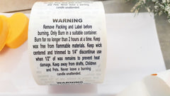 Etiquetas de advertencia para velas 100 pcs